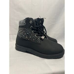 Romantic Goth Glam Y2K Bebe Black Gothic & Sparkle Ankle Boots Girls Size 2